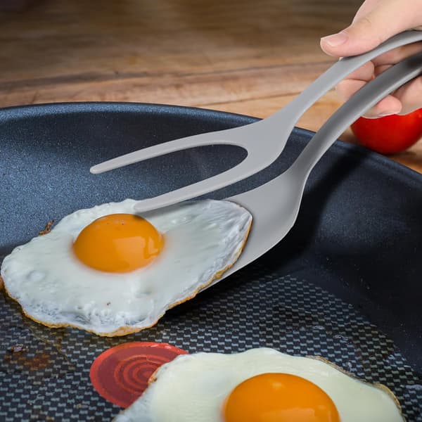 2-i-1 Äggspatel Pannkaka, Silikon Stekt Grepp Vänd Tång, Matlagningsverktyg grey