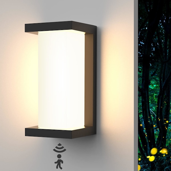 18W Udendørs Væglampe, Bevægelsessensor Udendørslampe, Vandtæt IP66 Væglampe Luminium Belysning Dekorationsbelysning, Udendørs Væglampe, 3000K