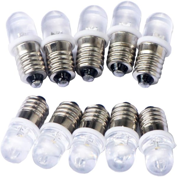 10 stk E10 12V Spot LED-pærer Varmt hvitt