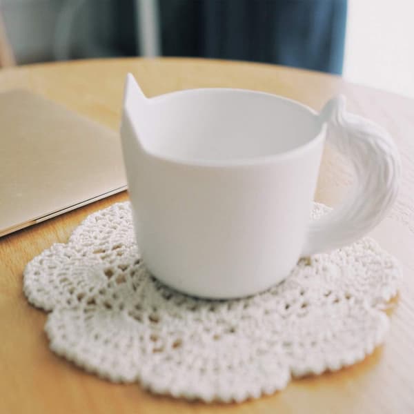 22 cm doily, heklet, rund blonder doily, håndlaget beige
