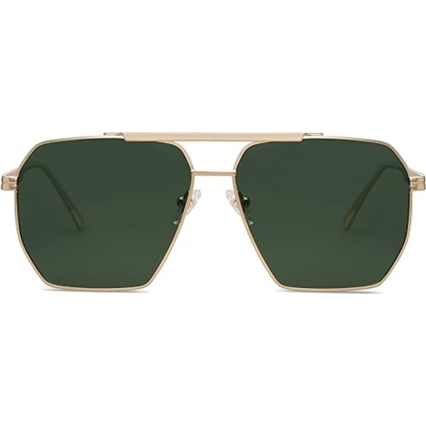 Retro Ylisuuret Neliömäiset Polarisoivat Aurinkolasit Unisex Vintage Varjot UV400 Klassiset Suuret Metalliset Aurinkolasit gold