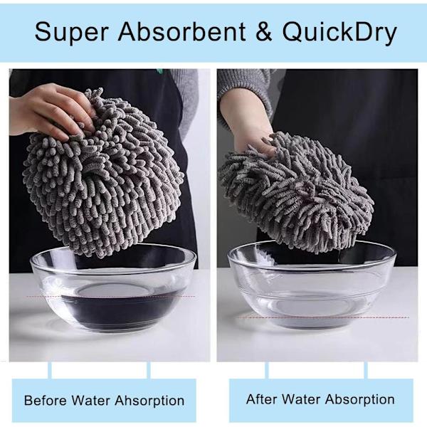Hængende håndklæde, blødt og fluffy mikrofiberhåndklæde superabsorberende hurtigtørrende håndklæder med hængende løkke til køkken og badeværelse (2 stk.)