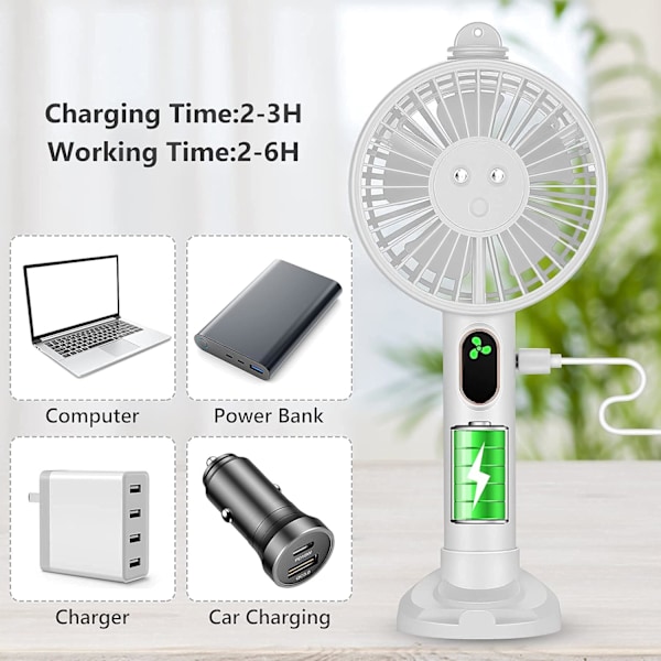 Mini Kannettava Sumutussuihkutuuletin - Kannettava Kaksoissuutin Suihkuttaa Akulla Toimiva 3 Nopeutta USB Ladattava Puhelinpidikkeellä