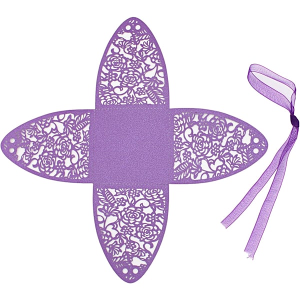 Laserutskurna Ros Candy Boxes, Favor Boxes 2.5\"x 2.5\"x 3.1\", Presentaskar Bröllopsdusch Jubileum Födelsedagsfest Bröllopsgåva Purple 2.5 "x 2.5 "x 3.1 "/6.5 x 6.5 x 8 cm