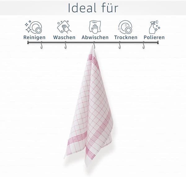 10-pack kökshanddukar, bomull, 40 x 60 cm - röd