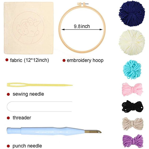 Serie af Scenery Punch Needle Broderi Starter Kits Punch Needle Værktøj Trådning Stof Broderi Hoop Garn Tæppe Punch Needle Cat 9.45 x 8.94 x 0.39