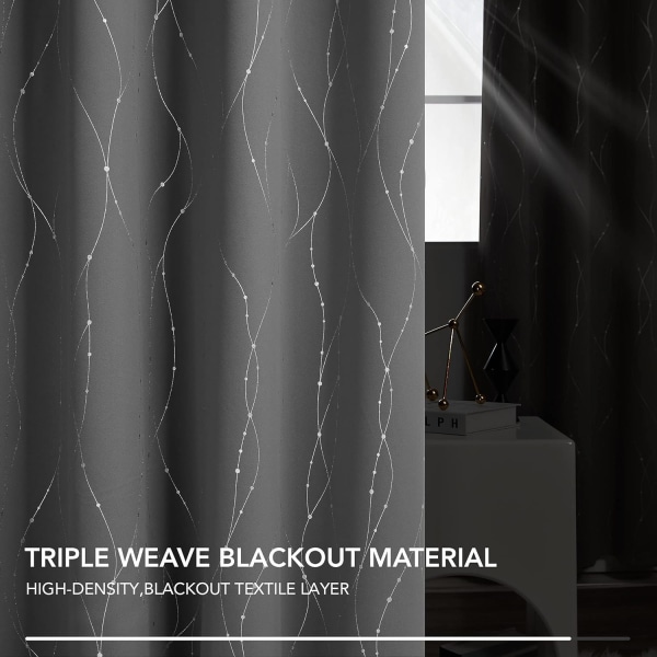 Mørklægningsgardiner til soveværelse 84 tommer lange, mørklægningsgardiner til soveværelsesvinduer, termisk isolerede gardingardiner grå (1 paneler)