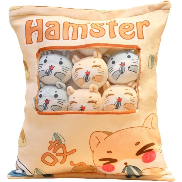 Cute Hamster Throw Pillow Stuffed Animal Toys,Plush Snack Pillow Decorative Animal Dolls,Creative Toy Gifts for Kids