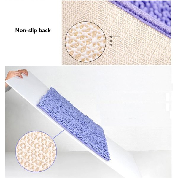 Blød Shag Bademåtte Tæppe Køkken Dør Fødder Tæppe Anti-Slip Strimmel Absorberende Dørmåtte Bademåtte Bruse Shaggy Tæppe - 60 x 90 cm, Grå