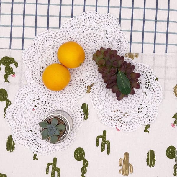 22 cm doily, heklet, rund blonder doily, håndlaget White