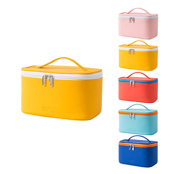 Kosmetisk taske makeup taske til pung pung rejse skønhed lynlås arrangør taske gaver, PU læder vaskbar vandtæt yellow 8.5inch x 5.5inch x 4.5inch