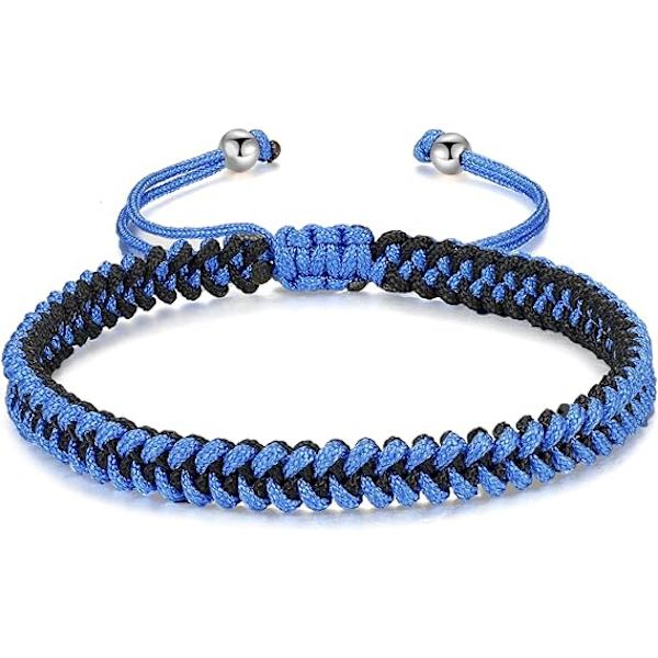 Flätad rep armband dam herr, flickor pojkar födelsedag vänskap par presenter handgjorda smycken Blue-black