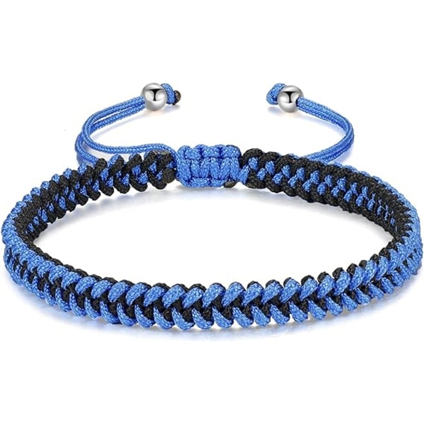 Flettet tau armbånd damer menn, jenter gutter bursdag vennskap par gaver håndlaget smykker Blue-black