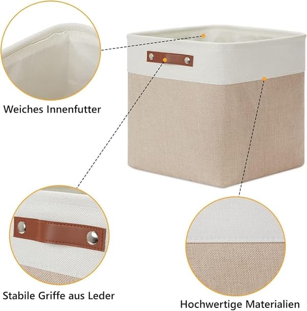 Tygförvaringskuber set om 4, förvaringskorg för sovrum apricot 28*28*28cm