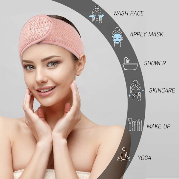 Spa ansigtshovedbånd makeup hår wrap justerbar hårbånd blødt håndklæde hovedbånd til brusebad sport yoga