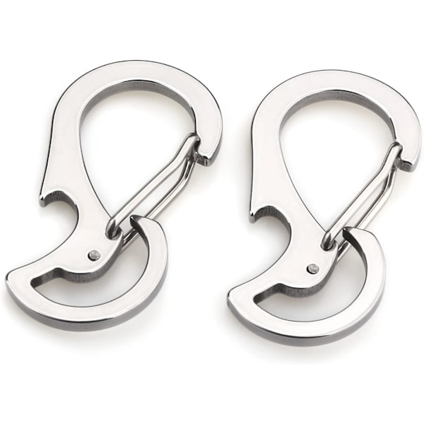 2 st Rostfritt Stål 420 Multifunktionell Nyckelring, Ryggsäckskrok, Karbinhake, Kapsylöppnare, Silver
