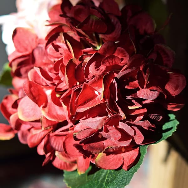 5-pack Konstgjorda Hydrangea Blommor i Silke, Blomsterarrangemang Dekoration 47cm Big red