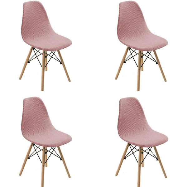 4-pack stolsöverdrag för matsal, stolsöverdrag i tyg, stretchiga stolskydd, dekorativa stolsöverdrag för vardagsrum och matsal Pink