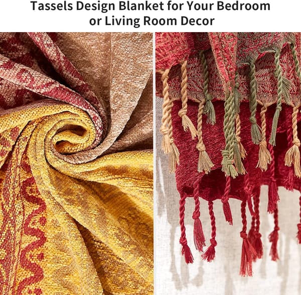 Boho Sofaovertræk, Chenille Jacquard Kvaster Kast Tæpper til Sofa seng, Dekorativ Sofa Slipcover Beskytter