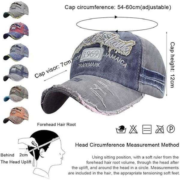 Basebollkeps Klassisk Sport Casual Enfärgad Solhatt Unisex Justerbar Rock Shark Vintage Distressed Bomullskanter Slipning gray