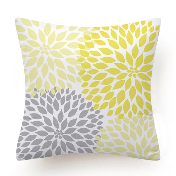 Dekorative Putetrekk Grå og Gule Blomster Pynteputetrekk Myk Polyester Firkantet Putetrekk (18x18'') Sett med 4