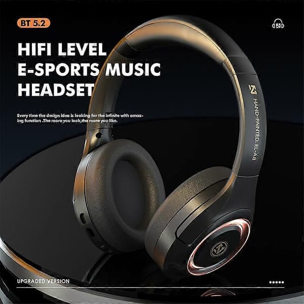 Typ A EL-A8 Bluetooth Hörlurar Trådlösa Tunga Bas Over-Ear Gaming Musik Headset