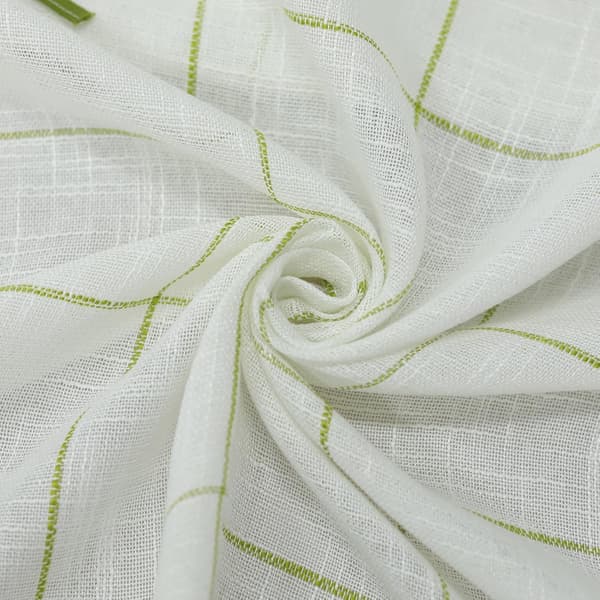 Linned panelgardin med slips, Bomuldsblanding, grøn, BxH 90x90cm