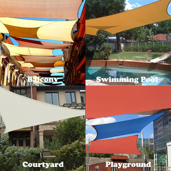 Rektangulær skygge sejl 2x3 m, Åndbar HDPE skygge klud (185g/㎡), Rektangulær skygge net, Modstandsdygtig UV-strålebeskyttelse til terrasse have terrasse, Beige