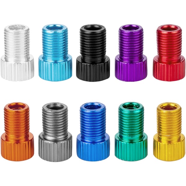Ventiladapter, konverter Presta til Schrader-adapter for sykkel, pump opp dekk med standardpumpe eller luftkompressor (10 stk.)