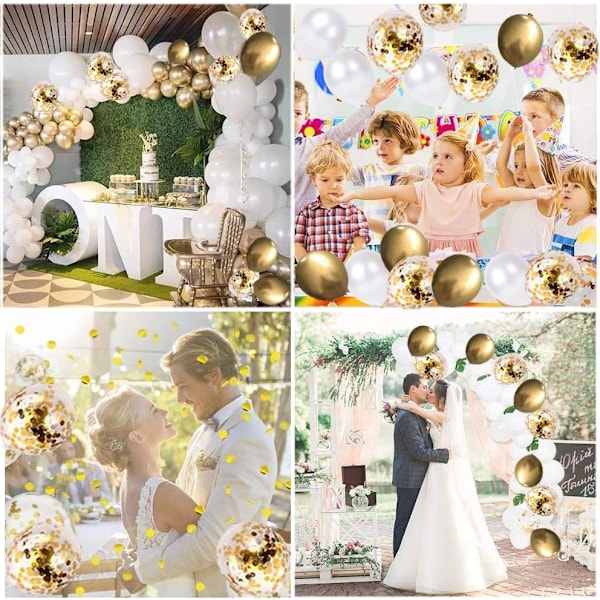 60 Styk Ballonsæt, 12 Tommer Gyldne Balloner Metalliske Latex Balloner Konfetti Balloner Helium Balloner Til Bryllup Fødselsdag