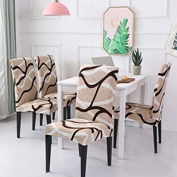 Stolsöverdrag Set om 4/6 Stretch Moderna Stolsöverdrag för Matrum Köks Bröllop Fest Tvättsbart Stolskydd (4st)