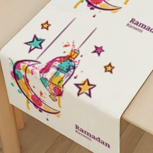 Ramadan Kareem Bordløper Dekorasjon Duk Islamsk Eid Mubarak Borddeksel for Hjem Restaurant Ramadan Festdekorasjon