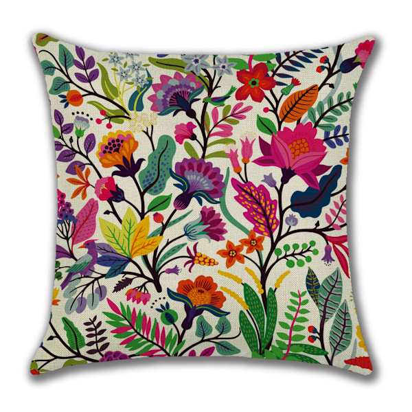 Kukkakuvioiset koristetyynynpäälliset, 4 kpl, 45x45 cm, kesäiset neliönmuotoiset koristetyynynpäälliset sohvalle, värikkäät kukkakuosiset tyynyliinat