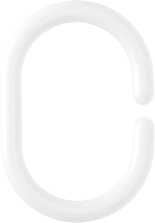 Vita Duschdraperiringar, 12-pack, Diameter 4,6 X 2,9 cm, För Duschdraperistänger, Tunga Duschdraperiringar i Plast, Duschdraperier