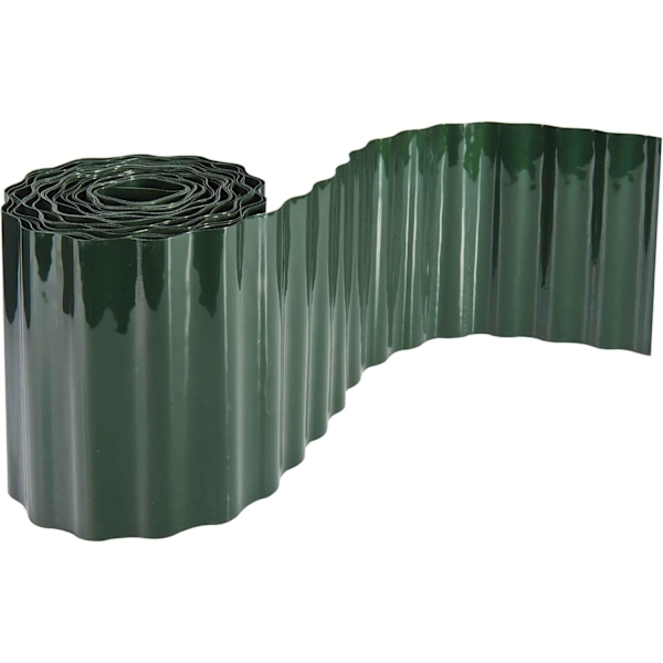 PE/PP Kantstöd för Trädgård - 9m x 20cm - Korrugerad - För Gräsmattor, Rabatter, Ängar - Grön