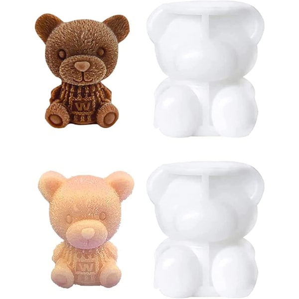 2 stykker bjørneisbakke, bjørnefondantform, 3D bjørnesilikoneform, til fremstilling af bjørneformede isterninger, chokolade og slik
