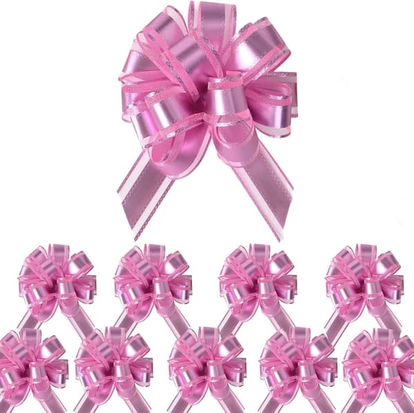 10-pack rosa dragrosetter, 4-tums presentrosetter för presentinslagning, korgar, bröllop, födelsedagsfester och blomsterarrangemang