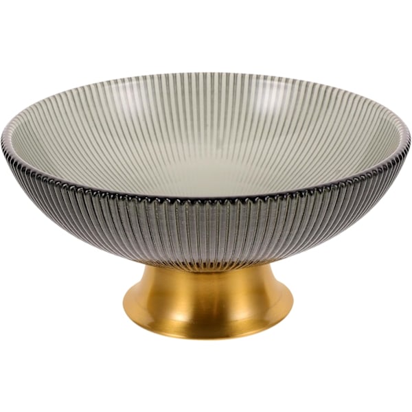 Madbeholdere Glas Frugtskåle Guld Fod Stripe Frugtkurve Køkkenbord Organizer Dekorativ Fodskål 15 cm
