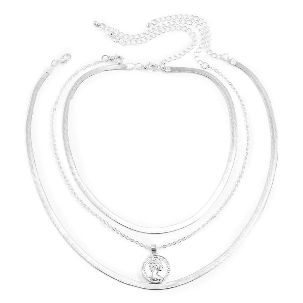 Punk Lagdelt Halskæde Stjerne Slange Knogle Link Multilayer Choker Halskæder Lagdeling Papirclips Halskæde Kæde Smykker silver D