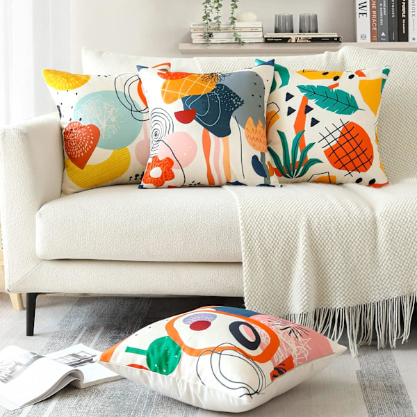 Abstrakta Konst Kuddfodral 45x45 cm Modern Boho Geometriska Dekorativa Kuddfodral Soffa Bil Kvadratisk Kuddfodral Set om 4