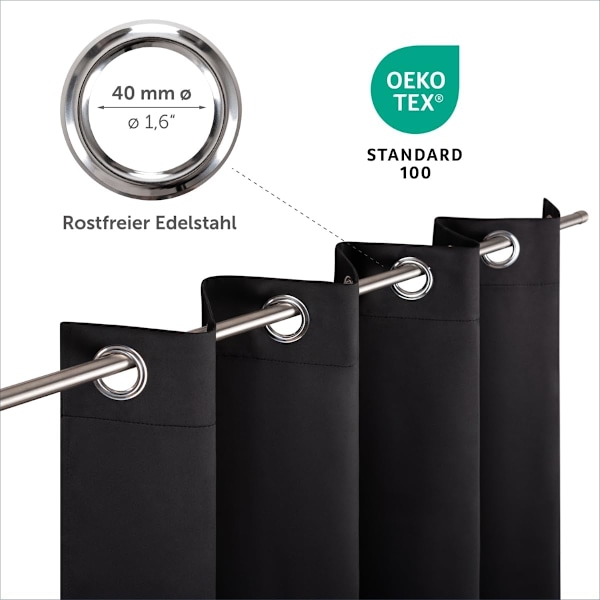 Set med 2 mörkläggningsgardiner Opaque - Gardiner med öljetter Black 132*213cm