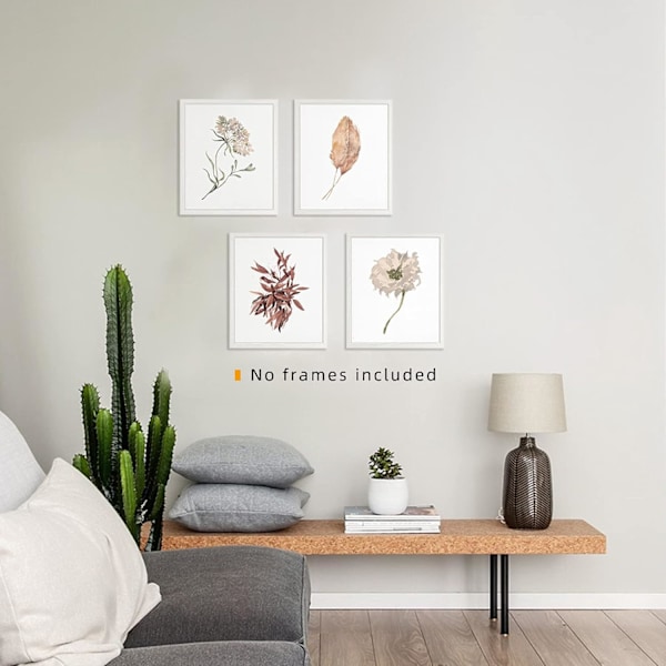 Växtposter Boho Art Botaniska Tryck Väggdekor, 8x10 Oinramad Poster Canvas Tryck Dekoration Set om 4, för Vardagsrum