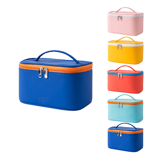 Kosmetisk taske makeup taske til pung pung rejse skønhed lynlås arrangør taske gaver, PU læder vaskbar vandtæt blue 8.5inch x 5.5inch x 4.5inch