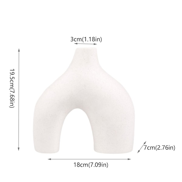 Vit Keramisk Vas Set om 2 för Modern Minimalistisk Bohemisk Dekor, Runda Matta Donut Vas för Pampasgräs white