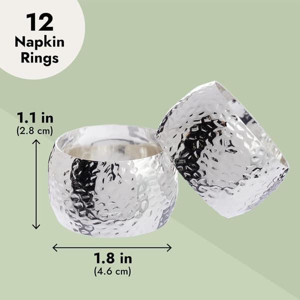 Set med 12 Silver Servettringar för Bröllop, Hem och Fest