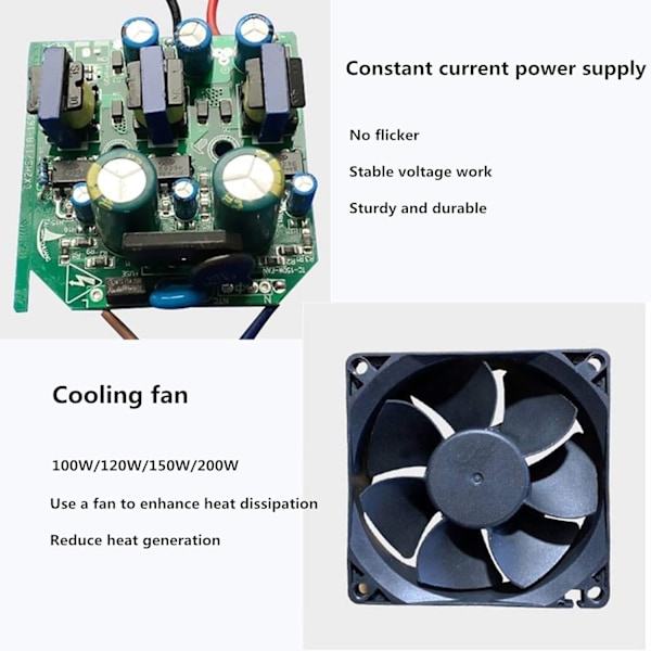LED-pærer E40 200W Industrielle LED-lampe, Neutral Hvid 6500K, 20000lm, AC 160-265V, Tilsvarende 1800W Halogenpære LED-lampe, til Lager Værksted, Os V.