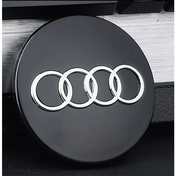 4 kpl auton napahatun suojukset, jotka sopivat Audi 60MM ABS -autokeskiöihin, alumiini + ABS -materiaalista valmistetut pyöränkeskiön suojukset, auton koristetarvikkeet