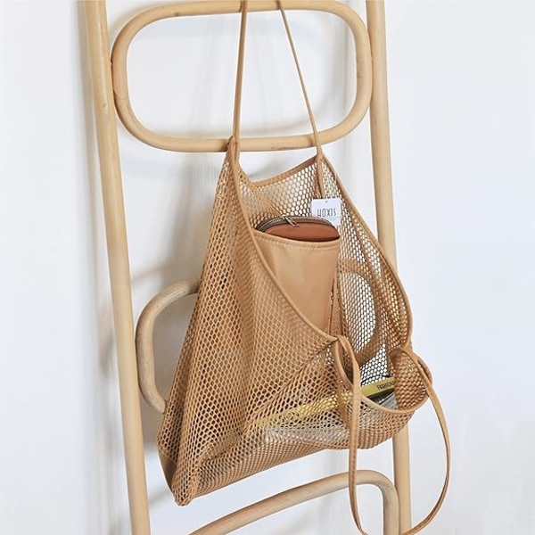 Mesh Strand Tote Dame Skulder Håndtaske