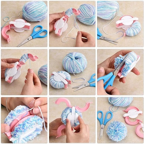 Pom Pom Maker, 4 storlekar Pompom Maker Verktyg Set för Fluff Ball Weave DIY Ullgarn Stickning Hantverksprojekt 1.4'', 1.8'', 2.5'', 3.4''