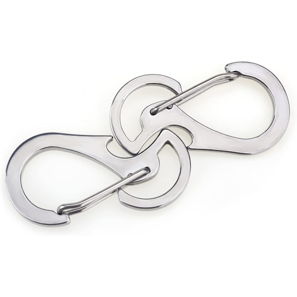 2 st Rostfritt Stål 420 Multifunktionell Nyckelring, Ryggsäckskrok, Karbinhake, Kapsylöppnare, Silver
